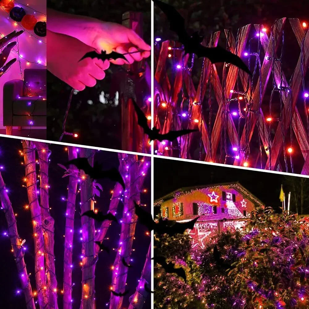 Halloween String Lights 164FT 500 LED Purple Orange 8 Modes Indoor Outdoor Decor